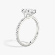 Pear Cut - Pave Band - 6 Prong Classic Ring - 14 K Gold